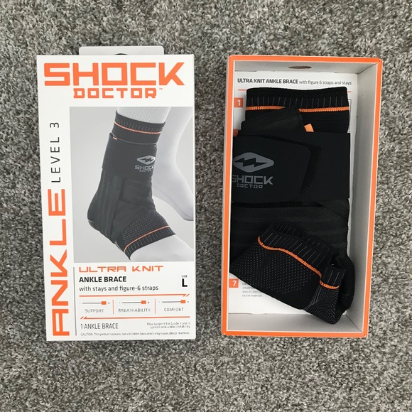 Shock Doctor Ultra Knit ankle brace with stays & figure 6 straps large level 3 - Picture 1 of 15